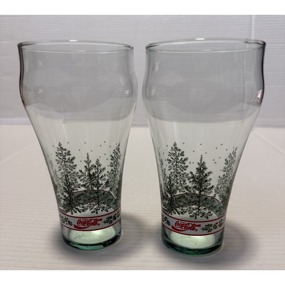 Lot of 2 - LIBBEY - COCA-COLA COKE - Christmas Holiday 14 oz. Drinking Glasses